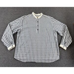 Wah Maker Shirt Mens 2XL Blue Stripe Long Sleeve Western Band Collar Cotton